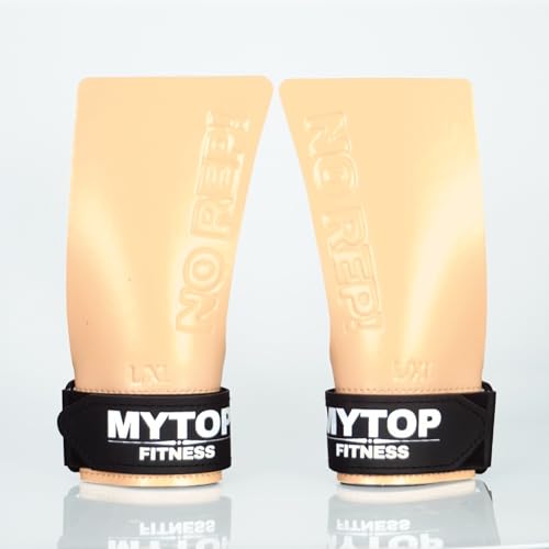MYTOP SunGrips for Cross Training & Gymnastics, Sticky No-Slip Wrist Support – Best Sticky Grips in The World, No Chalk Needed for WODs, Weightlifting, Gym, & Fitness (Peach, Size L-XL)