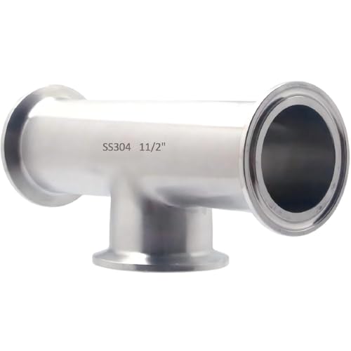 Image of QiiMii Tri Clamp 1.5 inch instrument Tee Tri Clover Tee Fittings 3 Way Stainless Steel SS304,38mm Pipe OD(1.5 Inch),Used In Pharmacy
