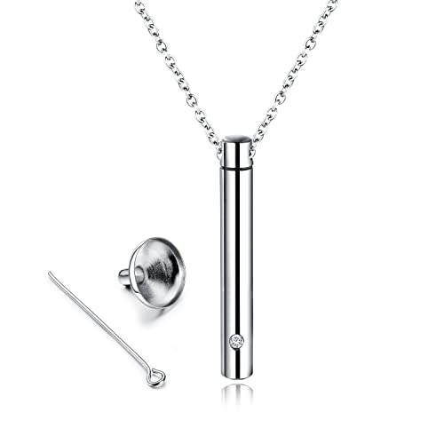 Collier Pendentif Urne Homme Femme Colliers Urnes pour Cendres Urne Chaine Colier Acier Bar Urne Collier Urne de Crémation Pendentif pour Memorial Souvenirs de Bijoux Pendentif Urne pour Cendres Cover