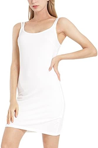 MANCYFIT Slip Dress Full Slip for Women Under Dress Double Spaghetti Straps Rayon Sleeveless Cami Dress Nightgown
