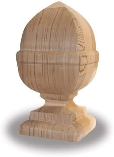 French Acorn Finial, Western Red Cedar, for 4 x 4 Post, by Woodway