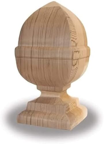 French Acorn Finial, Western Red Cedar, for 4 x 4 Post, by Woodway