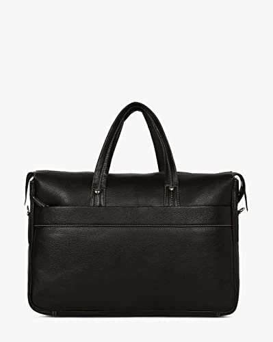 Image of Basilio-Genuine Leather Laptop Messenger Bag (Black) - by Tortoise