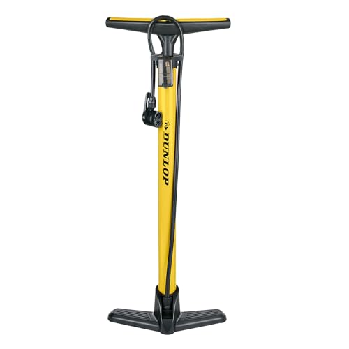 Dunlop Fahrradpumpe - Luftpumpe Fahrrad für Dunlop-, Schrader- und Französisches Ventil - Standluftpumpe inkl. Adapter für Wasserspielzeug und Bälle - Roller- und Autoreifen