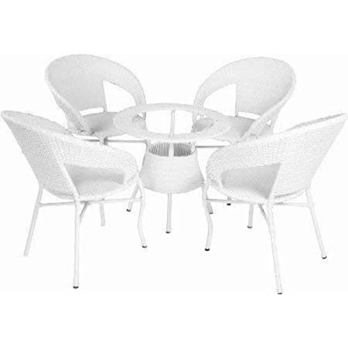 Image of Indiid Homes D-12 Patio Furniture Set - 4 Chairs + 1 Table | Indoor Outdoor Living Room, Garden, Balcony | Stylish Coffee Chair Table Set for Home Decor