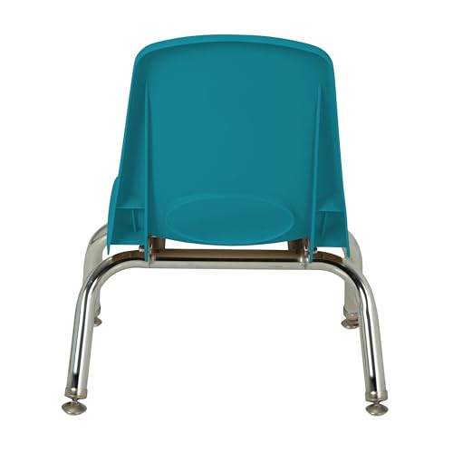 Image of FDP 8 inch School Stack Chair,Stacking Student Seat with Chromed Steel Legs and Swivel Glides for Daycare, Preschool and Homeschool - Teal (2-Pack), 15408-TL