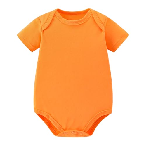 AMIYAN Baby Bodysuits Soft Cotton Short Sleeve Romper Unisex for Newborns Orange 3-6M