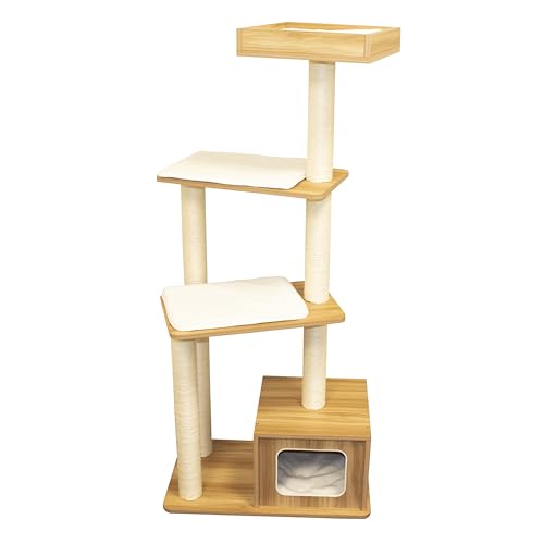 Torre moderna para gatos con poste para rascar interior miniatura 2