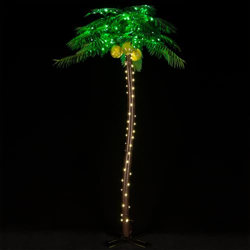 TYBEEU 7ft LED Palm Tree with 192 LEDs, Reinforced Heavy-Duty Base, Timer & Dimming, Decorative...