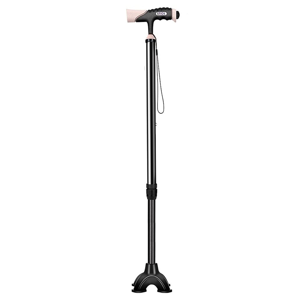 YXCKG Bastón De Caminar Profesional, Bastón Télescopique con Luz LED, Dependable Altura Ajustable Ligero Palo Plegable Bastón 70cm-95cm (Color : Black, Size : Type A)