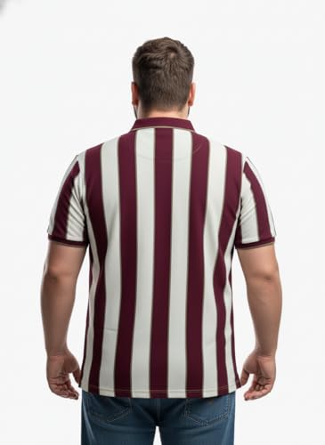 Image of Men's Plus Size Striped Polo T-Shirt with Chest Pocket, Classic Fit, Soft Cotton Blend Fabric for Casual and Smart Wear