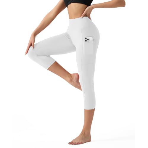 Image of YUDSUD High Waisted Leggings for Women with Pockets - Tummy Control Capris Yoga Pants for Workout Running Athletic Cycling