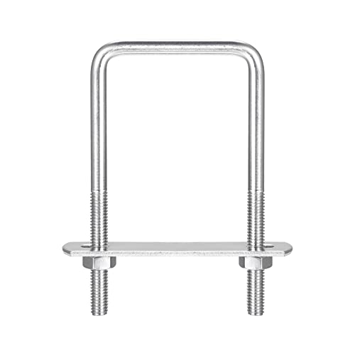 Image of uxcell Square U-Bolts, 47mm(1.85 inch) Inner Width 90mm Length M6 304 Stainless Steel U Clamp Bolt with Nuts and Plates, for Boat Trailer