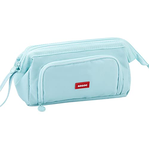 Trousse à crayons grande capacité pochette à crayons poche stylo sac cosmétique portable cadeau pour bureau école adolescent fille garçon homme femme adulte (bleu) Cover