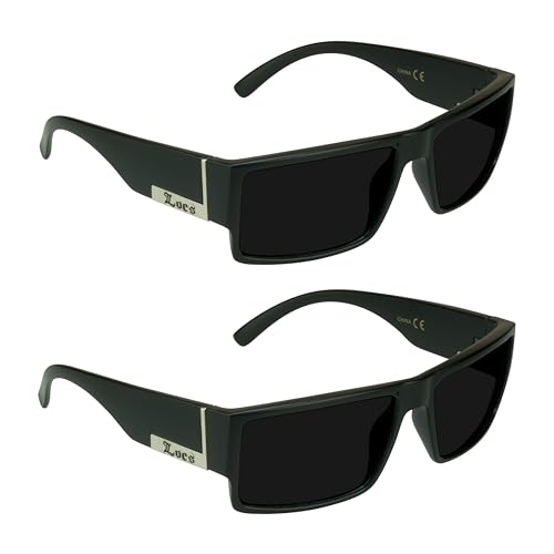 proSPORT Authetic Locs Sunglasses Biker Gangster Lowrider Square Super Dark Street Style Shades (Matte Black 2 Pairs)