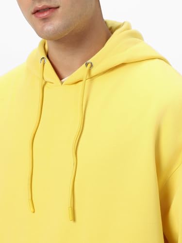 Image of Urbano Fashion Men's Cotton Solid Oversized Hooded Neck Sweatshirt
