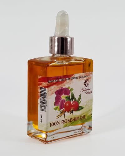 Hagebuttenöl Bio Kaltgepresst 100% Rein 50ml Rosehip Oil Wildrosenöl für Haut Haare Nägel Gesichtsöl Körperöl Vegan Hagebuttenkernöl Anti-Aging Anti-Falten Natürlich