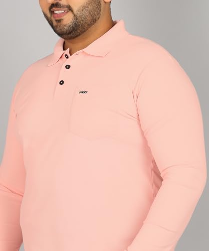 Image of INKKR Plus Size Men's Solid Polo Neck Full Sleeve T-Shirts