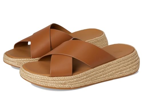 Image of FitFlop womens F-mode Espadrille Leather Flatform Cross Slides