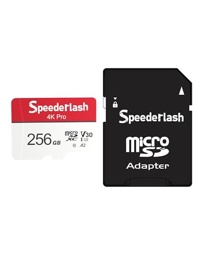 Speederlash 256GB Micro SDXC�������[�J�[�h�A�A�_�v�^�[�t��4K Pro TF�J�[�h�A�ő�160MB/�b�̓ǂݎ�葬�x�B