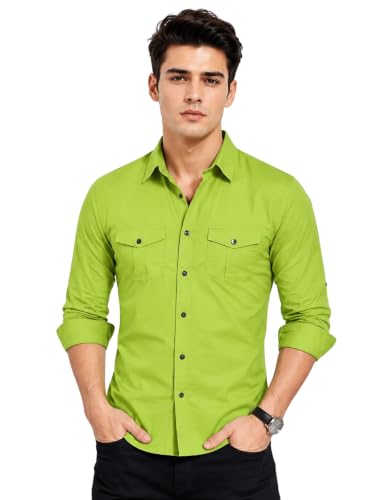 Image of Men's Double Flap Pocket | Regular Fit | Solid Spread Collar | Versatile Everyday Office Wear Comfortable |Stylish Design | Shirt