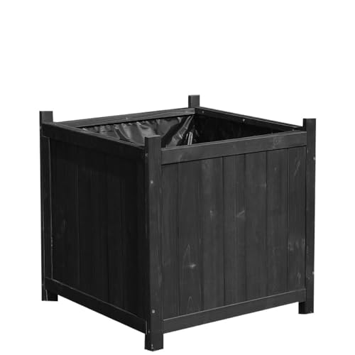 Mucola Blumenkübel Holz Pflanzkasten 50x50 cm Blumentrog Blumentopf Schwarz Pflanztopf Blumenkasten für Innen und Außen Pflanztrog Übertopf
