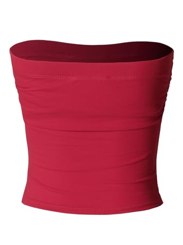 Image of MixMatchy Women's 3 Pack Tube Top Built-in Bra Strapless Ruched Bandeau
