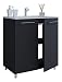 Produktbild VCM 2-TLG. Stand-Waschplatz Set Badmöbel Waschbecken Keramik Waschtisch 2 Drehtüren 80 cm, Schwarz