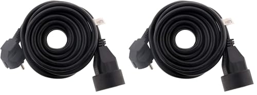 Zenitech - Extensor Enchufe Francés Hembra a Macho 16 A, HO5VV-F 3G1,5 mm², 5 m, Color Negro (Paquete de 2)
