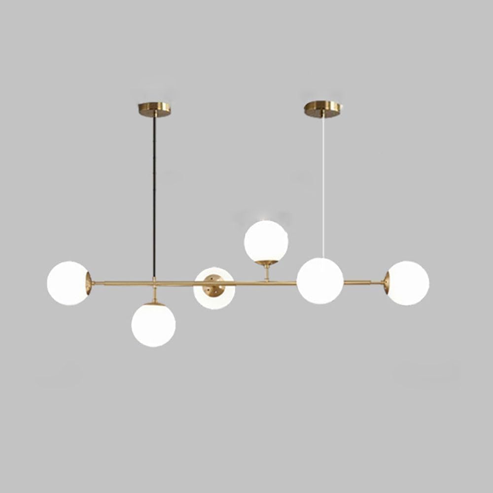 HYJAUSXB 6 Light Industrial Style Chandelier, V-intage Ball Glass Ceiling Modern Globe Pendant Light,for Living Room