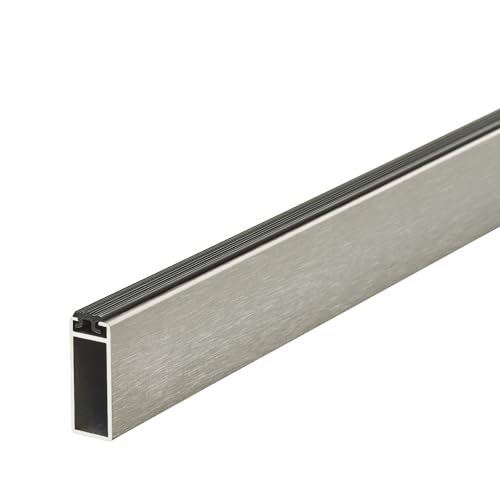 SOTECH Tubo de armario de diseño NANO cepillado mate (1000 mm, 32,4 x 12,2 mm, aluminio, aspecto titanio) Barra de armario con revestimiento de goma
