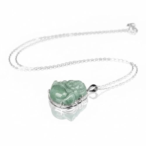 Collier bouddha en jade avec sa monture argent S925, le cadeau de protection idéal