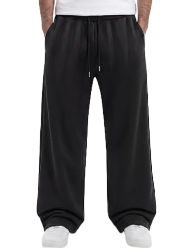 ZUGJAM Men's Baggy Sweatpants Wide Leg Lounge Sweat Pants with Pockets Black XL