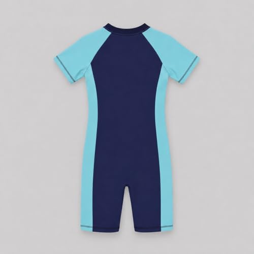 Image of A.T.U.N. (ALL THINGS UBER NICE) Girls One Piece Swimsuit with Front Zip Closure | Half Sleeve Athletic Swimwear with Knee Length Fit | Comfortable Pool and Beach Swimming Costume for Kids