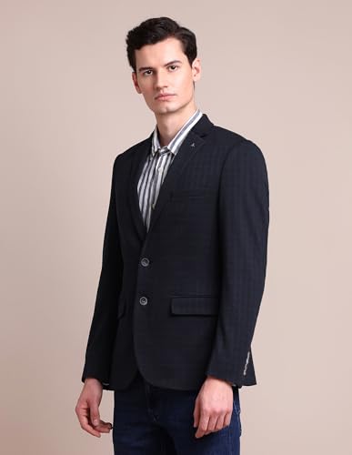 Image of Arrow Men's Regular Fit Checkered Blazer - Single Breasted, Button Closure Stylish Blazer for Men