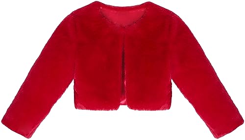Image of Lilax Girls Cozy Faux Fur Long Sleeve Crew Neck Dress Coat