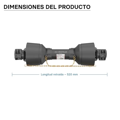 Eje transmisión cardán de 520mm para conectar aperos agrícolas a toma de fuerza 7