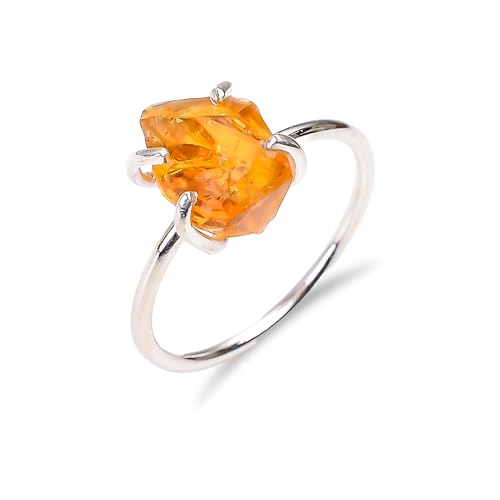 Bague en pierre brute naturelle citrine anti ternissement