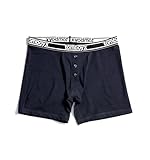 TomboyX Boxer Briefs Underwear With Button Fly for Women, 6” Inseam, Cotton Blend, Sustainable Soft Stretch Fabric, Gender Neutral Boy Shorts Panties, Size S, Black Logo