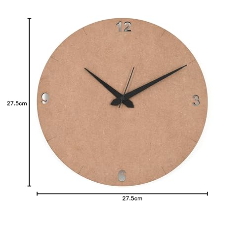 IVEI DIY MDF Numbers Cut Wooden Craft Round Blank Wall Clock for Painting Wood Sheet Craft, Decoupage, Resin Art Work & Decoration (Brown) - Image 8 thumbnail