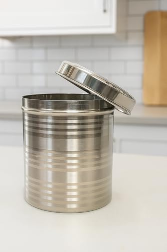 Image of Duodeno inchStainless Steel Storage Containers Set of 4 (1kg, 2kg, 3kg, 4kg) | Airtight Multipurpose Kitchen Canisters for Tea, Sugar, Coffee & Dry Food Steel Storage Round Dabba (Silver)