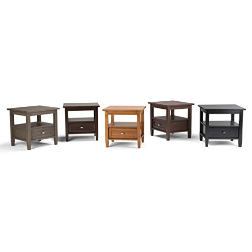 SIMPLIHOME Warm Shaker End Table - 20" Wide x 20" High Solid Wood Side Table in Tobacco Brown, Transitional Accent Table for Living Room or Bedroom with Drawer, Open Shelf and Square Tapered Legs by SIMPLIHOME - Image 9