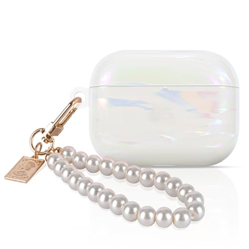 CameCosy �V���R���P�[�X AirPods Pro 3 Generation 2025�Ή� �p�[���u���X���b�g�L�[�����O�t���ی�J�o�[ �L���L�������J���t���ȃp�[���V�F���f�U�C�� �����p �ϏՌ� ���h�~