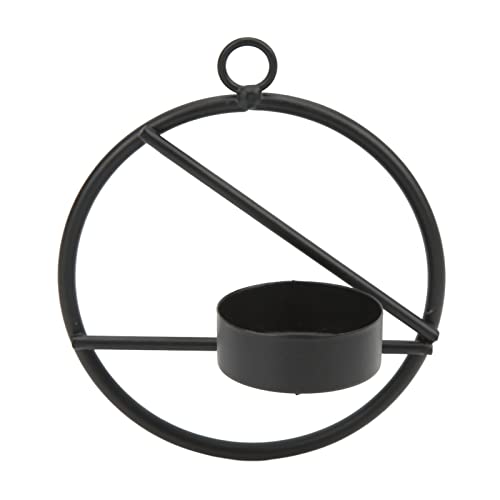 Black Modern Minimalist Metal Round Candle Holder,Candle Holder, Wall Hanging Decoration Gift Tea Light Candelabro for Living Room Home Decor