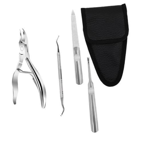 Ipetboom Nail Manicure Kit 4pc Nail Forceps Set Clipper and File Made of Stainless Steel for Occasion