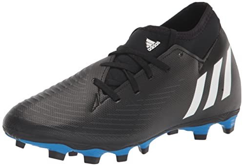 adidas Unisex Edge.4 Predator Flexible Ground Soccer Shoe, Black/White/Team Dark Grey (Sock), 4 US Men