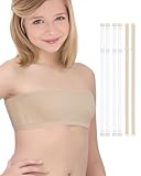 iMucci Girls Seamless Bandeau Bra with Clear Straps - 2 Pairs Adjustable, White Strap, 7-16Y