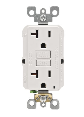 Leviton N7899-W 20-Amp 125-Volt SmartLock Pro Slim Non-Tamper-Resistant Duplex GFCI Receptacle, White