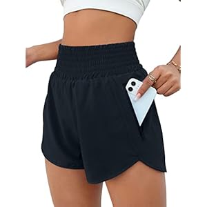 BMJL Women’s Athletic Shorts High Waisted Running Short Pocket 2.5″ Sporty Shorts Gym Elastic Workout Shorts