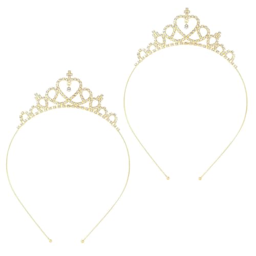AFCJLTO - AFCJLTO Lot de 2 diadèmes de princesse, Couronne de princesse en perles - Tiaras de costume de fille,Accessoires de coiffure,Couronne de princesse en forme de cœur